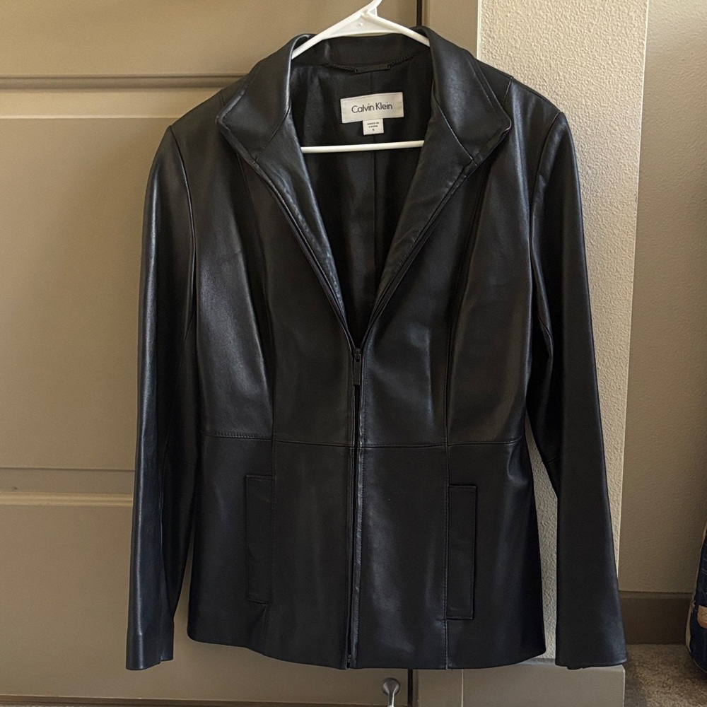 Calvin Klein Women's Black Leather Jacket size Small